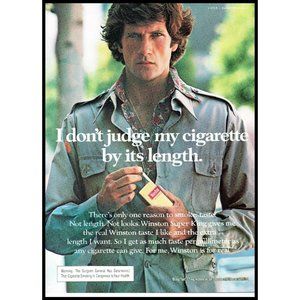 1976 Winston Cigarettes Vintage Print Ad Man Floral Shirt 70s Fashion Wall Art